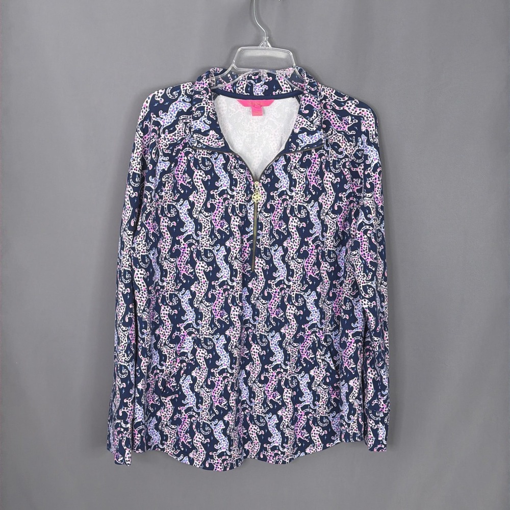 Lilly Pulitzer Skipper Top Womens XL Skipper Popover 1/2 Zip Cat Walk UPF 50+